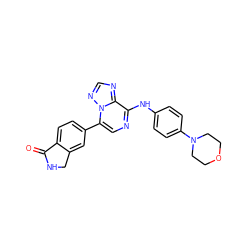 O=C1NCc2cc(-c3cnc(Nc4ccc(N5CCOCC5)cc4)c4ncnn34)ccc21 ZINC000073294157