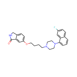 O=C1NCc2ccc(OCCCCN3CCN(c4cccc5ccc(F)cc45)CC3)cc21 ZINC000064540135