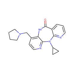 O=C1Nc2c(CN3CCCC3)ccnc2N(C2CC2)c2ncccc21 ZINC000005933756