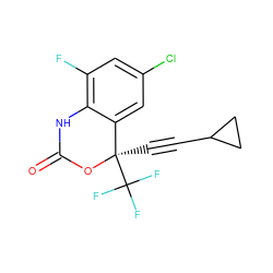 O=C1Nc2c(F)cc(Cl)cc2[C@@](C#CC2CC2)(C(F)(F)F)O1 ZINC000006524413
