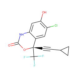 O=C1Nc2cc(O)c(Cl)cc2[C@](C#CC2CC2)(C(F)(F)F)O1 ZINC000006524607