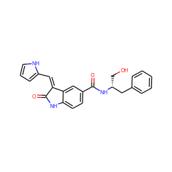 O=C1Nc2ccc(C(=O)N[C@H](CO)Cc3ccccc3)cc2/C1=C/c1ccc[nH]1 ZINC001772612145