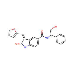 O=C1Nc2ccc(C(=O)N[C@H](CO)c3ccccc3)cc2/C1=C/c1ccco1 ZINC001772655083