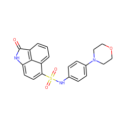 O=C1Nc2ccc(S(=O)(=O)Nc3ccc(N4CCOCC4)cc3)c3cccc1c23 ZINC000001213511