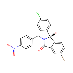 O=C1c2cc(Br)ccc2[C@@](O)(c2ccc(Cl)cc2)N1Cc1ccc([N+](=O)[O-])cc1 ZINC000142808117