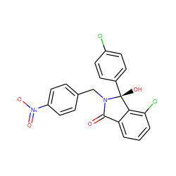 O=C1c2cccc(Cl)c2[C@@](O)(c2ccc(Cl)cc2)N1Cc1ccc([N+](=O)[O-])cc1 ZINC000142324617