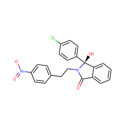 O=C1c2ccccc2[C@@](O)(c2ccc(Cl)cc2)N1CCc1ccc([N+](=O)[O-])cc1 ZINC000066124582
