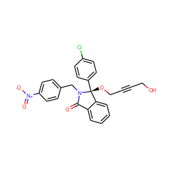 O=C1c2ccccc2[C@@](OCC#CCO)(c2ccc(Cl)cc2)N1Cc1ccc([N+](=O)[O-])cc1 ZINC000066111915