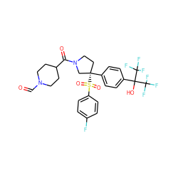 O=CN1CCC(C(=O)N2CC[C@](c3ccc(C(O)(C(F)(F)F)C(F)(F)F)cc3)(S(=O)(=O)c3ccc(F)cc3)C2)CC1 ZINC001772656174