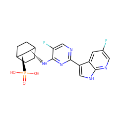 O=P(O)(O)[C@H]1C2CCC(CC2)[C@@H]1Nc1nc(-c2c[nH]c3ncc(F)cc23)ncc1F ZINC000299869542