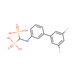 O=P(O)(O)C(Nc1cccc(-c2cc(F)cc(F)c2)c1)P(=O)(O)O ZINC000013673736