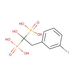 O=P(O)(O)C(O)(Cc1cccc(I)c1)P(=O)(O)O ZINC000003815858