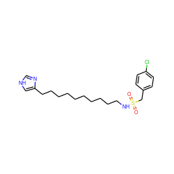 O=S(=O)(Cc1ccc(Cl)cc1)NCCCCCCCCCCc1c[nH]cn1 ZINC000026838133
