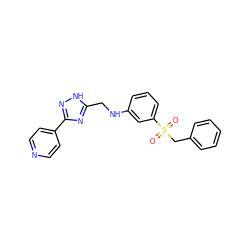 O=S(=O)(Cc1ccccc1)c1cccc(NCc2nc(-c3ccncc3)n[nH]2)c1 ZINC001772656604