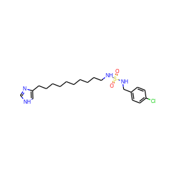 O=S(=O)(NCCCCCCCCCCc1c[nH]cn1)NCc1ccc(Cl)cc1 ZINC000026839360