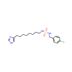 O=S(=O)(NCCCCCCCCc1c[nH]cn1)NCc1ccc(Cl)cc1 ZINC000026838490