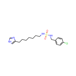 O=S(=O)(NCCCCCCCc1c[nH]cn1)NCc1ccc(Cl)cc1 ZINC000026832051
