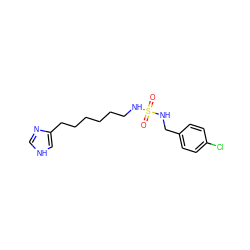 O=S(=O)(NCCCCCCc1c[nH]cn1)NCc1ccc(Cl)cc1 ZINC000001895067