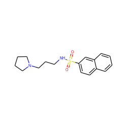 O=S(=O)(NCCCN1CCCC1)c1ccc2ccccc2c1 ZINC000007728014