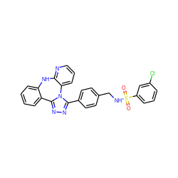 O=S(=O)(NCc1ccc(-c2nnc3n2-c2cccnc2Nc2ccccc2-3)cc1)c1cccc(Cl)c1 ZINC000096174049