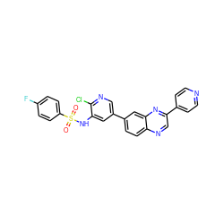 O=S(=O)(Nc1cc(-c2ccc3ncc(-c4ccncc4)nc3c2)cnc1Cl)c1ccc(F)cc1 ZINC000073160065