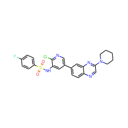 O=S(=O)(Nc1cc(-c2ccc3ncc(N4CCCCC4)nc3c2)cnc1Cl)c1ccc(F)cc1 ZINC000073168182