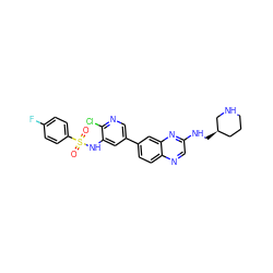 O=S(=O)(Nc1cc(-c2ccc3ncc(NC[C@@H]4CCCNC4)nc3c2)cnc1Cl)c1ccc(F)cc1 ZINC000073142132