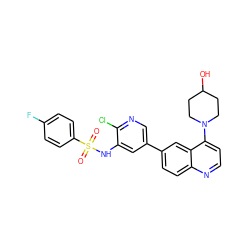 O=S(=O)(Nc1cc(-c2ccc3nccc(N4CCC(O)CC4)c3c2)cnc1Cl)c1ccc(F)cc1 ZINC000073196260