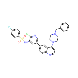 O=S(=O)(Nc1cc(-c2ccc3nccc(N4CCN(Cc5ccccc5)CC4)c3c2)cnc1Cl)c1ccc(F)cc1 ZINC000073196610