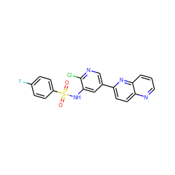 O=S(=O)(Nc1cc(-c2ccc3ncccc3n2)cnc1Cl)c1ccc(F)cc1 ZINC000073169822