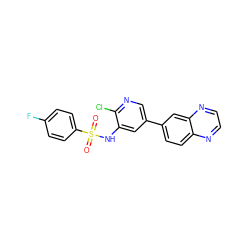 O=S(=O)(Nc1cc(-c2ccc3nccnc3c2)cnc1Cl)c1ccc(F)cc1 ZINC000073195718