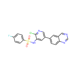 O=S(=O)(Nc1cc(-c2ccc3ncncc3c2)cnc1Cl)c1ccc(F)cc1 ZINC000073158991