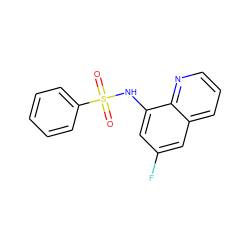 O=S(=O)(Nc1cc(F)cc2cccnc12)c1ccccc1 ZINC000205624628