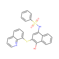 O=S(=O)(Nc1cc(Sc2cccc3cccnc23)c(O)c2ccccc12)c1ccccc1 ZINC000001119380