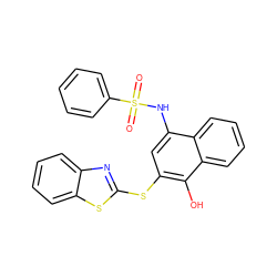 O=S(=O)(Nc1cc(Sc2nc3ccccc3s2)c(O)c2ccccc12)c1ccccc1 ZINC000008438968