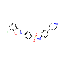 O=S(=O)(Nc1ccc(C2CCNCC2)cc1)c1ccc(NCc2cccc(Cl)c2O)cc1 ZINC000103268207