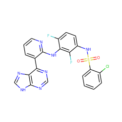 O=S(=O)(Nc1ccc(F)c(Nc2ncccc2-c2ncnc3[nH]cnc23)c1F)c1ccccc1Cl ZINC000166379532