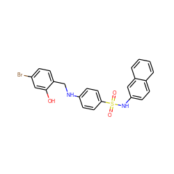 O=S(=O)(Nc1ccc2ccccc2c1)c1ccc(NCc2ccc(Br)cc2O)cc1 ZINC000103268221