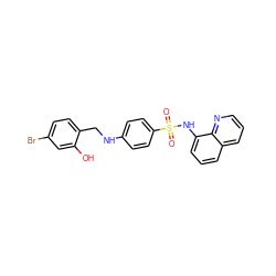O=S(=O)(Nc1cccc2cccnc12)c1ccc(NCc2ccc(Br)cc2O)cc1 ZINC000103268225
