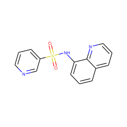 O=S(=O)(Nc1cccc2cccnc12)c1cccnc1 ZINC000082339800