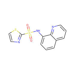 O=S(=O)(Nc1cccc2cccnc12)c1nccs1 ZINC000201611980