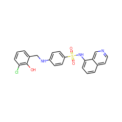 O=S(=O)(Nc1cccc2ccncc12)c1ccc(NCc2cccc(Cl)c2O)cc1 ZINC000103266583