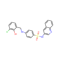 O=S(=O)(Nc1cnc2ccccc2c1)c1ccc(NCc2cccc(Cl)c2O)cc1 ZINC000103268204