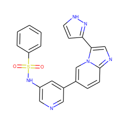 O=S(=O)(Nc1cncc(-c2ccc3ncc(-c4cc[nH]n4)n3c2)c1)c1ccccc1 ZINC000071296711