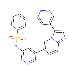 O=S(=O)(Nc1cncc(-c2ccc3ncc(-c4ccncc4)n3c2)c1)c1ccccc1 ZINC000071317292