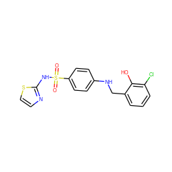 O=S(=O)(Nc1nccs1)c1ccc(NCc2cccc(Cl)c2O)cc1 ZINC000103268899