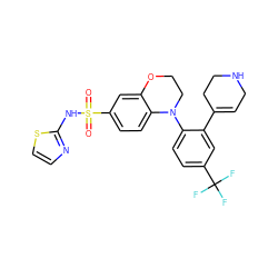 O=S(=O)(Nc1nccs1)c1ccc2c(c1)OCCN2c1ccc(C(F)(F)F)cc1C1=CCNCC1 ZINC000205719601