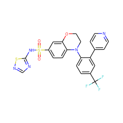 O=S(=O)(Nc1ncns1)c1ccc2c(c1)OCCN2c1ccc(C(F)(F)F)cc1-c1ccncc1 ZINC000205739536