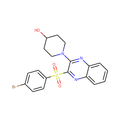 O=S(=O)(c1ccc(Br)cc1)c1nc2ccccc2nc1N1CCC(O)CC1 ZINC000084616728