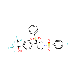 O=S(=O)(c1ccc(F)cc1)N1CC[C@@](c2ccc(C(O)(C(F)(F)F)C(F)(F)F)cc2)(S(=O)(=O)c2ccccc2)C1 ZINC001772623087